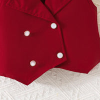 Girls Maroon Sleeveless Blazer Top With Pleated Flared Pant Co-ord Sets Sets