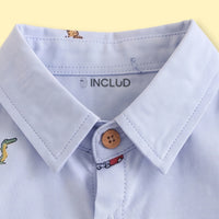 Boys Light Blue Graphic Long Sleeve Shirt Shirts