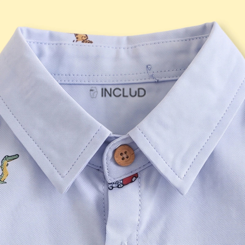 Boys Light Blue Graphic Long Sleeve Shirt Shirts