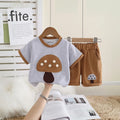 Boys Khaki Mushroom Applique Short Sleeve T-Shirt with Elasticated Shorts Sets 2 pc. Sets Khaki 1-2 Y