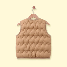 Boys Light Brown Quilted Sleeveless Jacket Coats & Jackets