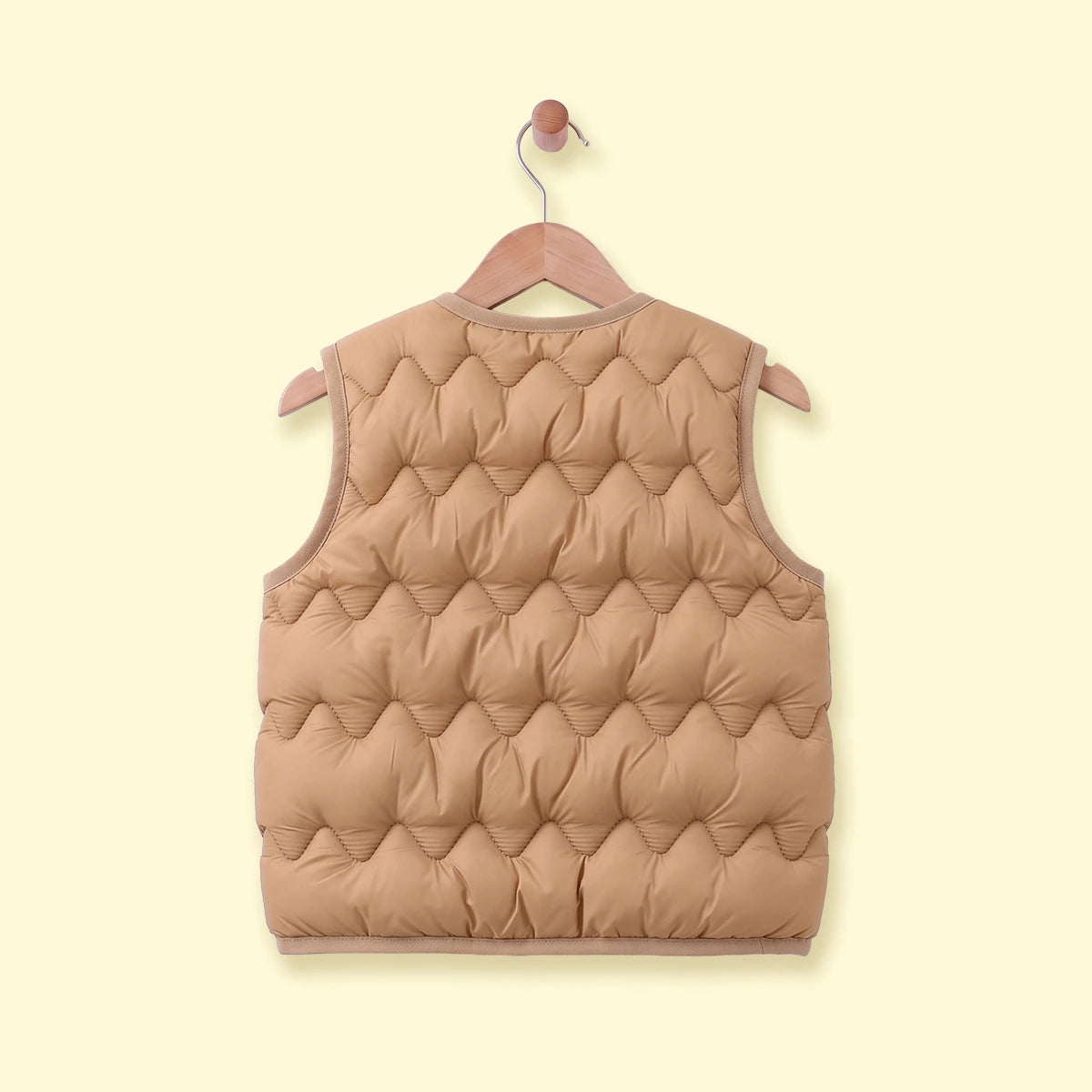 Boys Light Brown Quilted Sleeveless Jacket Coats & Jackets