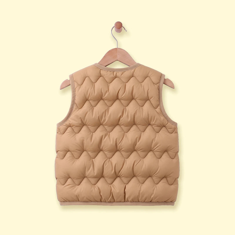 Boys Light Brown Quilted Sleeveless Jacket Coats & Jackets