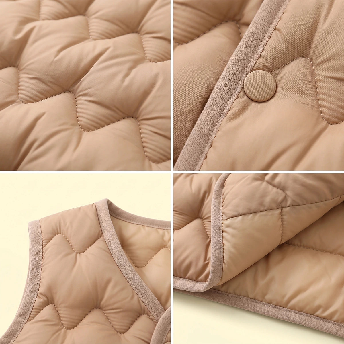 Boys Light Brown Quilted Sleeveless Jacket Coats & Jackets