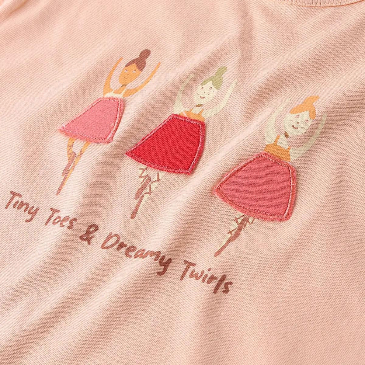 Girls Peach Graphic Short Sleeve Top With Drawcord Printed Shorts Sets Sets
