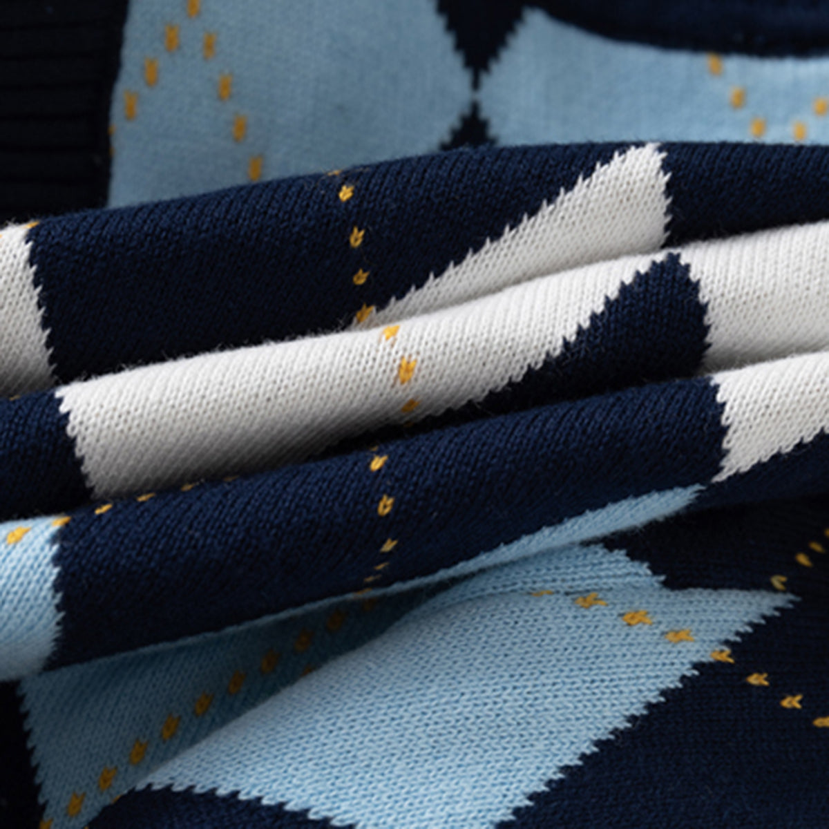 Boys Multicolor Sweater Vest With Self-Design Diamond Patterns Sweaters & Cardigans