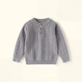Boys Grey Jacquard Long Sleeve Sweater Sweaters & Cardigans Grey 2-3 Y