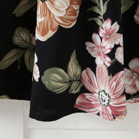 Girls Black Floral Printed Net Puff Sleeves Dress Casual Dresses