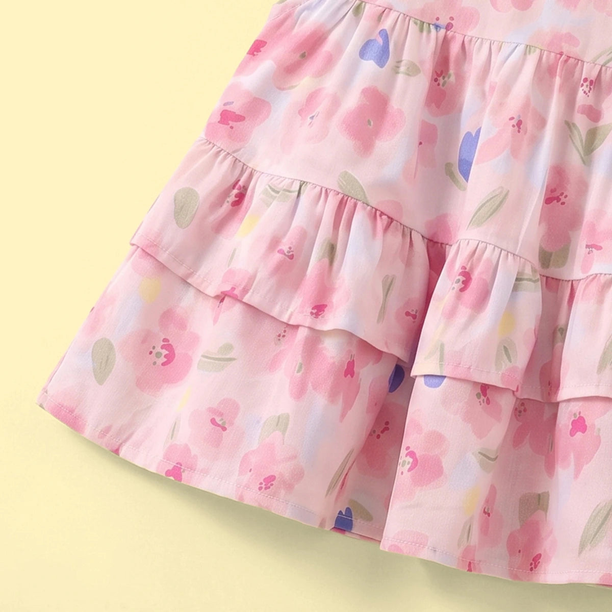 Girls Light Pink Floral Print Sleeveless Top With Pants Sets 2 pc. Sets