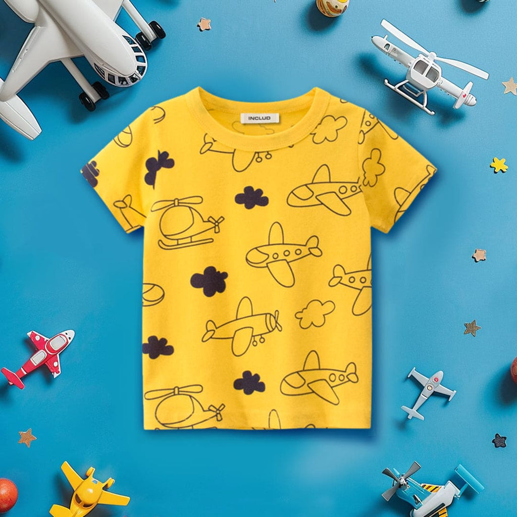 Boys Airplane Printed Short Sleeves T-Shirt