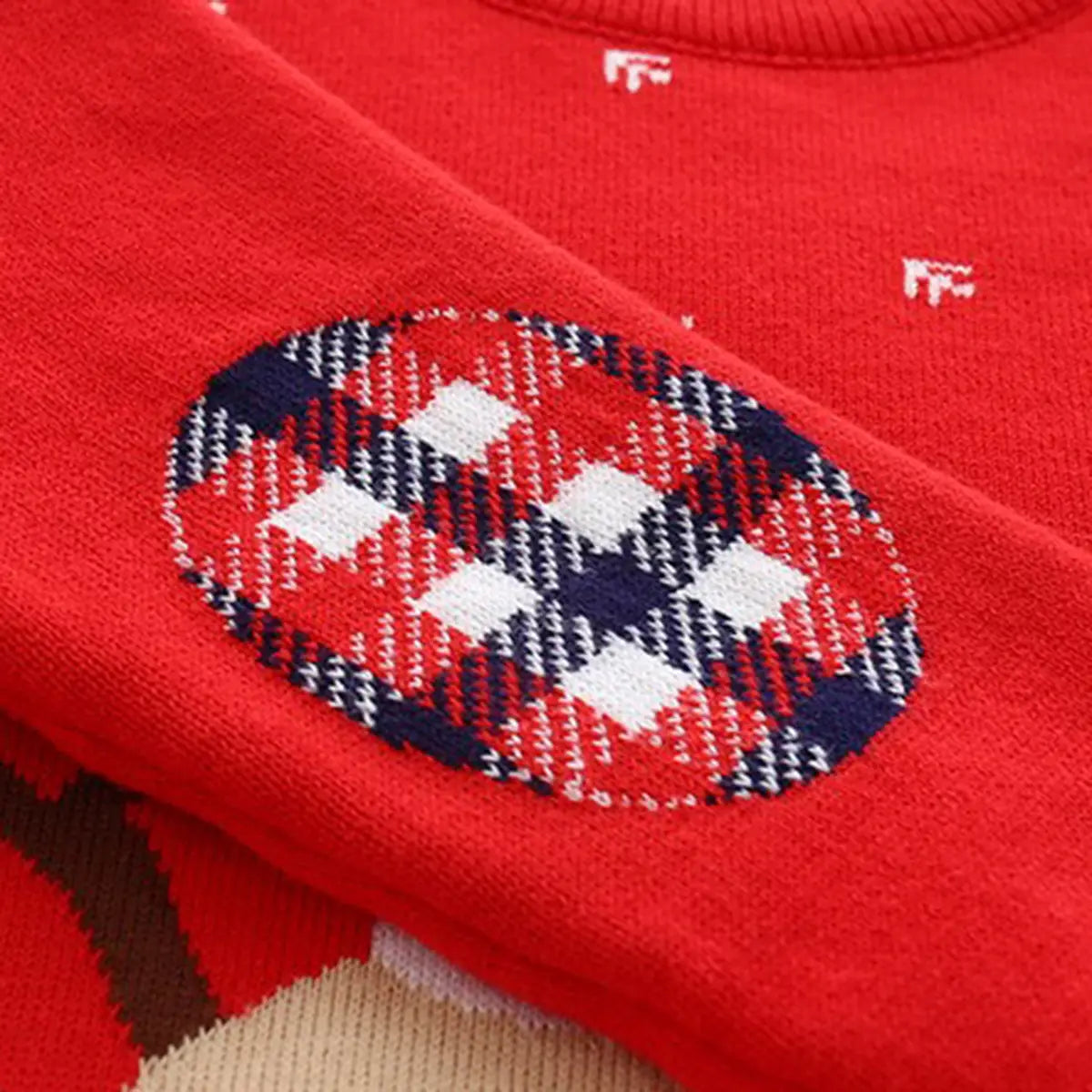 Boys Red Sweater With Cute Reindeer and Snowflake Design Sweaters & Cardigans