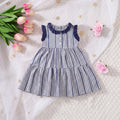 Girls Blue Checked Sleeveless Tiered Dress Casual Dresses Blue 1-2 Y