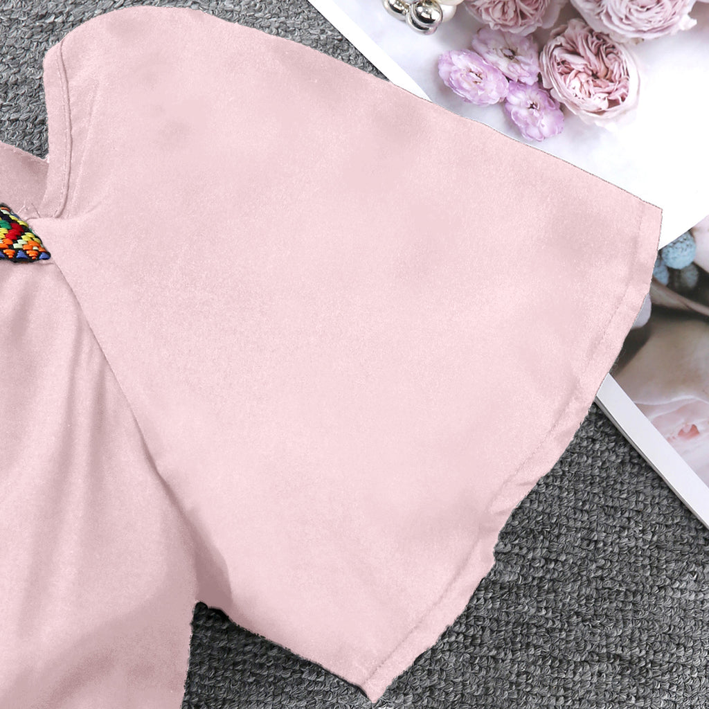 Girls Pink Lace Border Fit & Flare Dress Casual Dresses