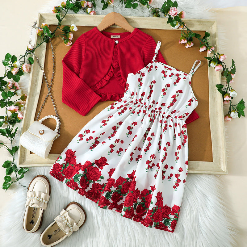 Buy Kids Red Rose Printed Winter Dress With Long Sleeves Shrug Online |  Stylish & Comfy Picks | Includ "  INCLUD