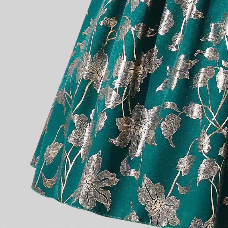 Girls Peter Pan Collar Flower Print Fit & Flare Dress Casual Dresses   