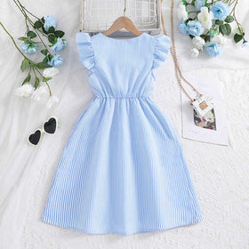 Girls Short Sleeve Fit & Flare Dress Casual Dresses   