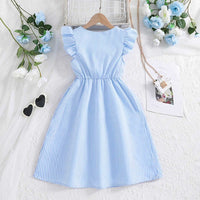 Girls Short Sleeve Fit & Flare Dress Casual Dresses   