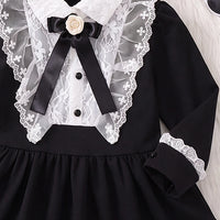 Girls Black Long Sleeve Fit & Flare Dress Casual Dresses