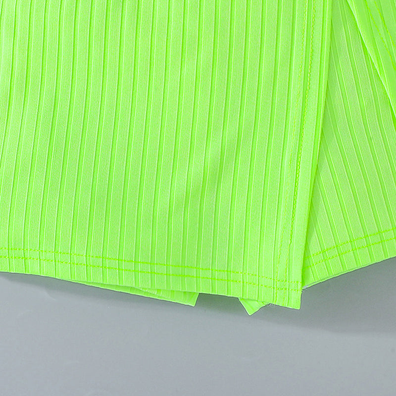 Girls Neon Green Sleeveless Top With Skorts Set 2 pc. Sets