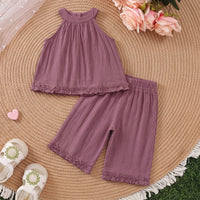 Girls Mauve Sleeveless Top With Pants Sets 2 pc. Sets Mauve 1-2 Y