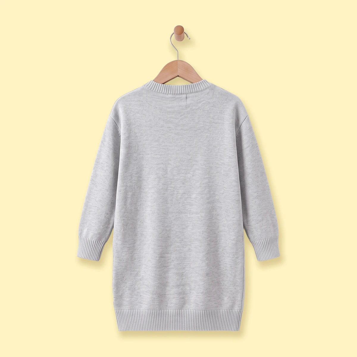 Girls Grey Cat Applique Knitted Sweater Dress Casual Dresses