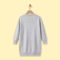 Girls Grey Cat Applique Knitted Sweater Dress Casual Dresses