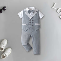 Boys Sleeveless Jacket With Shirt & Trousers Set 3 pc. Sets Grey 1-2 Y 