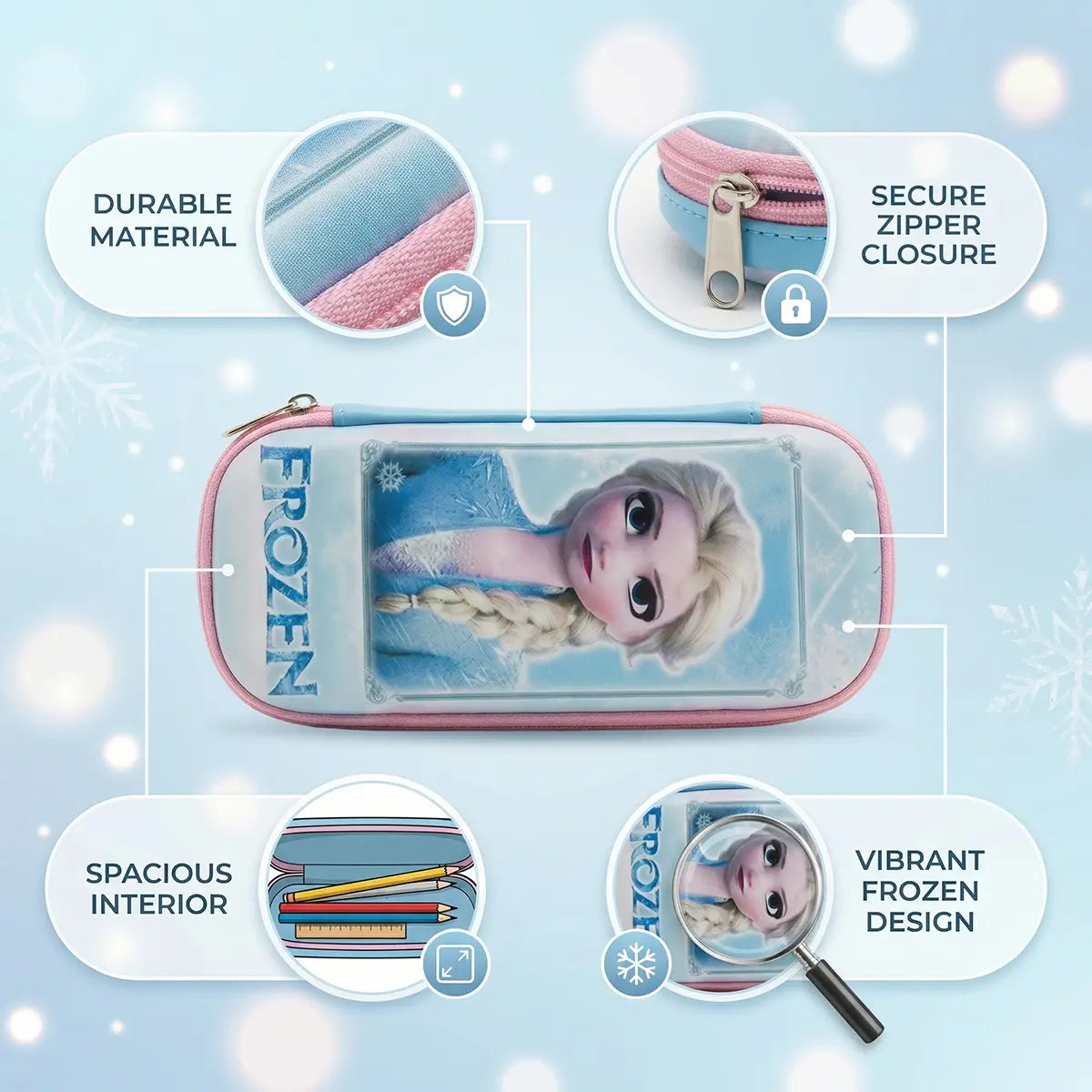 Frozen Elsa Cartoon Hard Case Pencil Pouch for Girls Trending Accessories