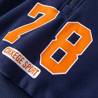 Boys Navy Blue Alphanumeric Printed Regular Sweatshirt With Trouser Sets 3 pc. Sets