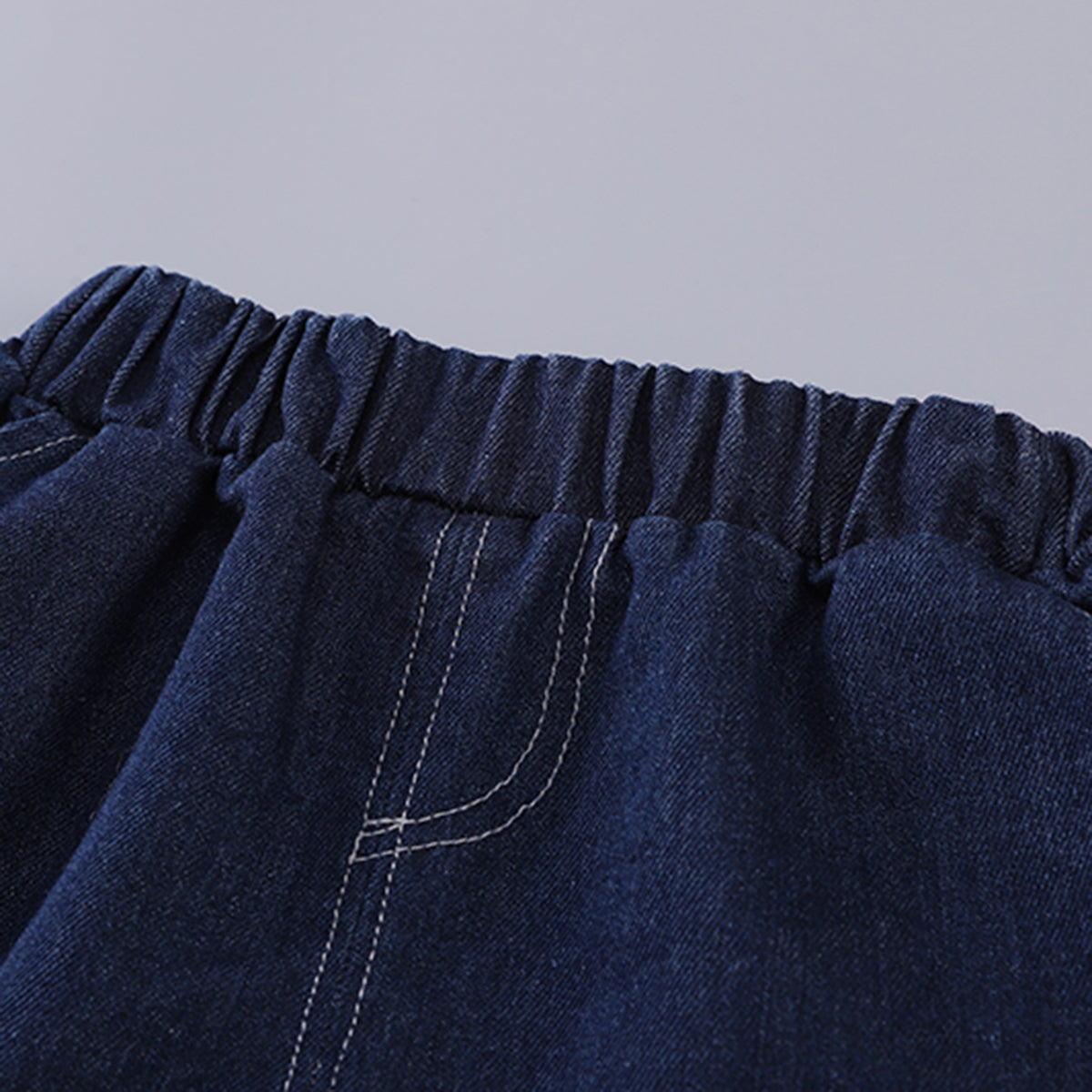Boys Dark Blue Striped Denim Shirt And Shorts set 2 pc. Sets