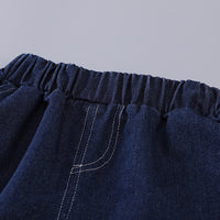 Boys Dark Blue Striped Denim Shirt And Shorts set 2 pc. Sets