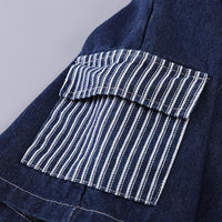 Boys Dark Blue Striped Denim Shirt And Shorts set 2 pc. Sets