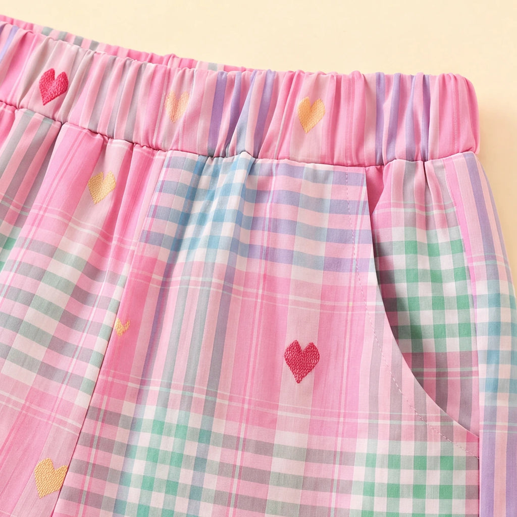 Girls Multicolour Checked Sleeveless Top With Pants Sets 2 pc. Sets