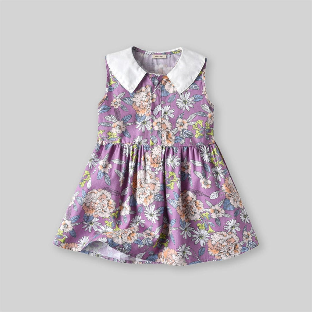 Girls Sleeveless Floral Printed Casual Dress