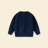 Boys Navy Blue Solid Long Sleeves Cardigan Sweaters & Cardigans
