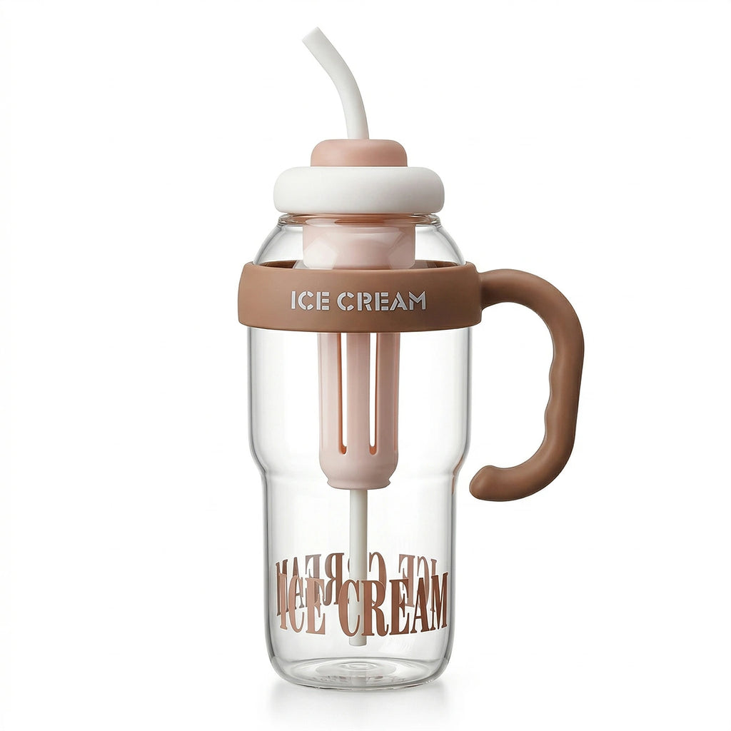 Light Brown Portable Water Bottle with Straw & Carry Handle Trending Accessories Light Brown Onesize