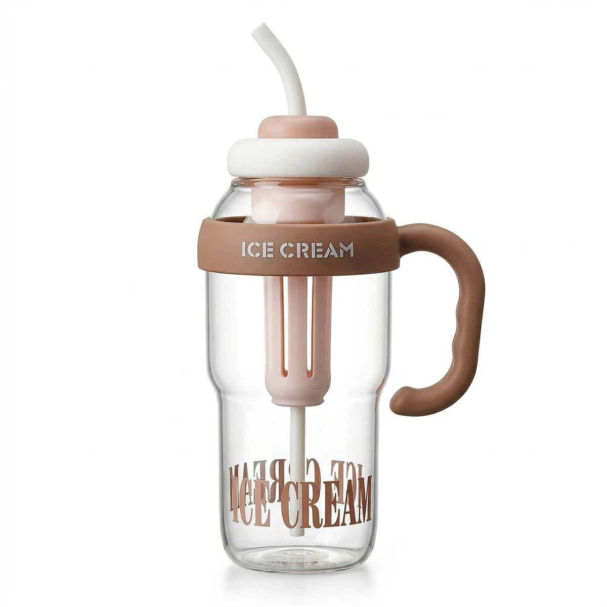 Light Brown Portable Water Bottle with Straw & Carry Handle Trending Accessories Light Brown Onesize
