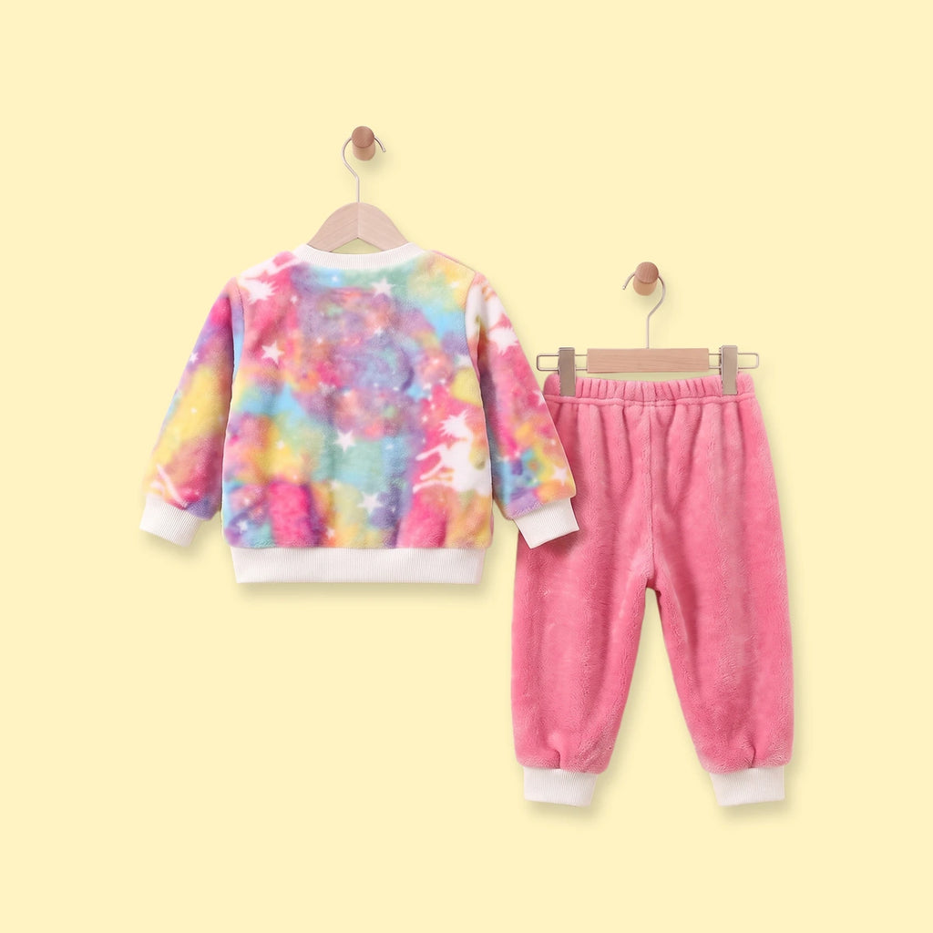 Girls Multicolour Tie & Dye Print Sweatshirt With Pants Sets 2 pc. Sets