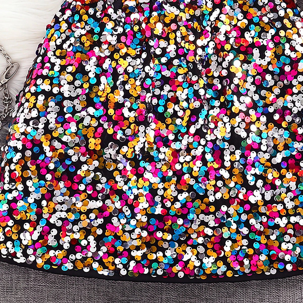 Girls Multicolour Sequin Embellished Skirt Skirts