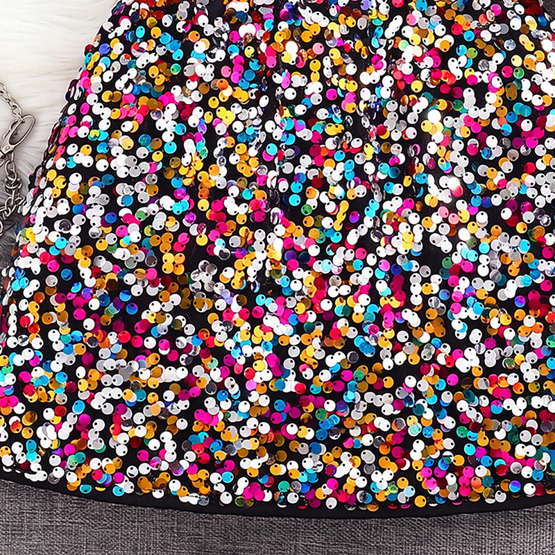 Girls Multicolour Sequin Embellished Skirt Skirts