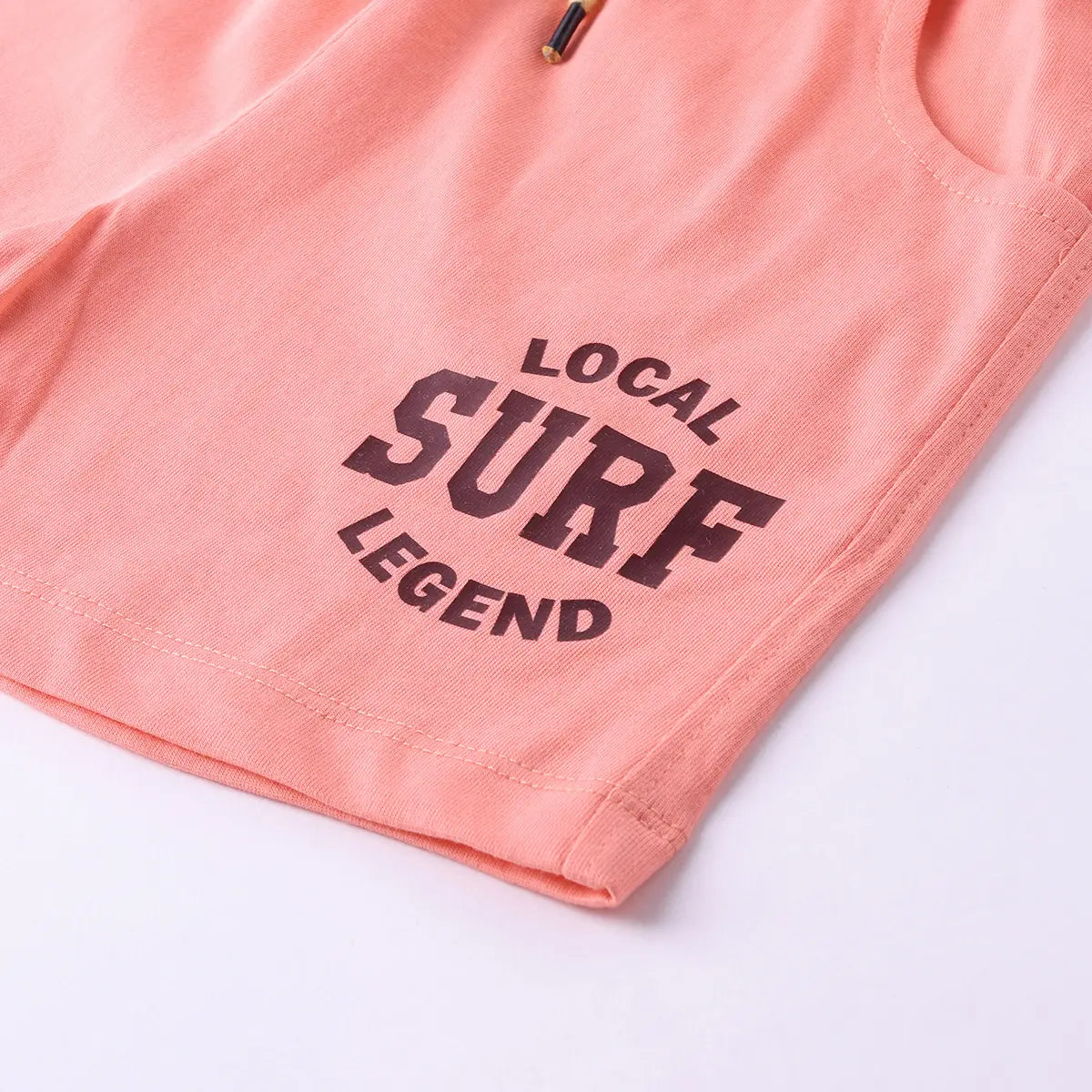 Boys Apricot Surf Printed Vest With Drawstring Shorts Sets Sets