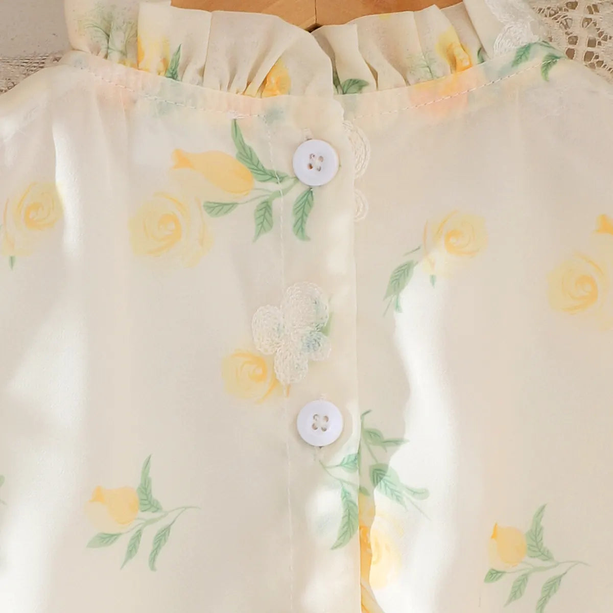 Girls Off White Floral Print Ruffe Neck Fit & Flare Dress Casual Dresses