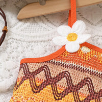 Girls Orange Geometric Printed Top With Tiered Skirt Sets Sets