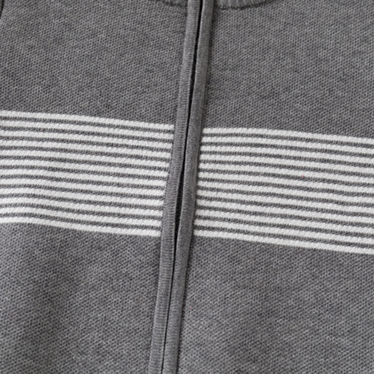 Boys Grey Zipper Cardigan With Self-Design Stripe Patterns Sweaters & Cardigans