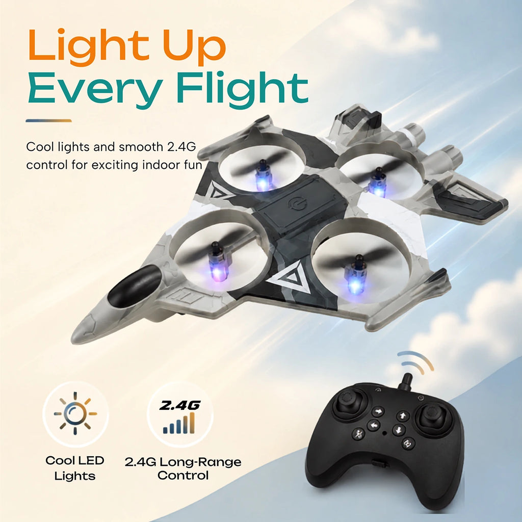 Remote Control Star Fighter Plane with Bright LED Lights Wireless Controller Stable Flying RC Toy for Kids Trending Accessories
