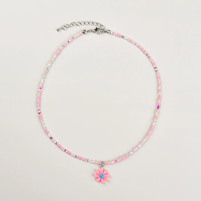 Pack Of 4 Girls Multicolour Flower Charm Necklace Sets Necklace and Chains