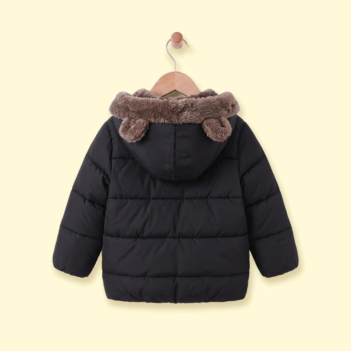 Boys Black Bear Ear On Hood Zip-up Puffer Jacket Coats & Jackets
