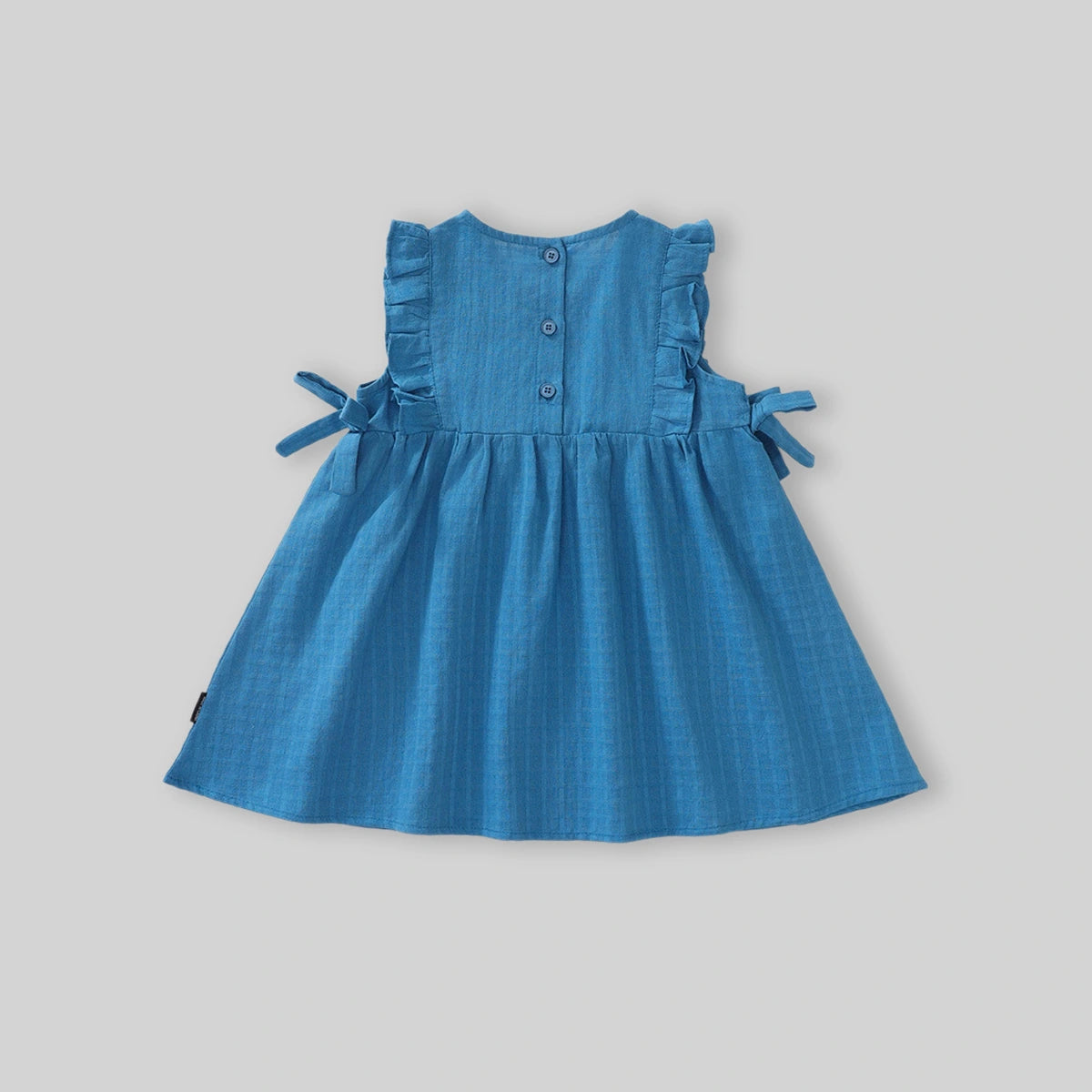 Girls Blue Textured Sleeveless Fit & Flare Dress Casual Dresses