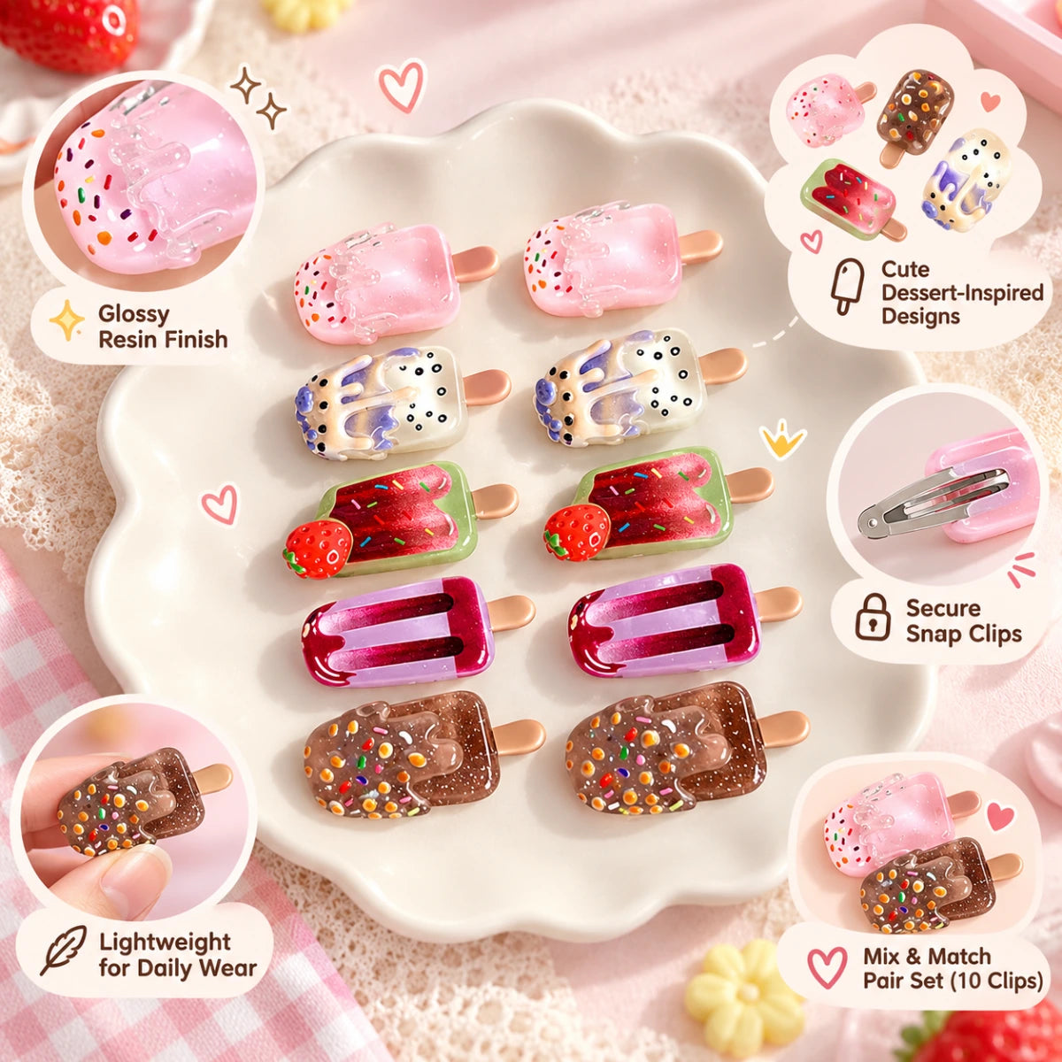 Cute Ice Cream Hair Clip for Girls Trending Accessories