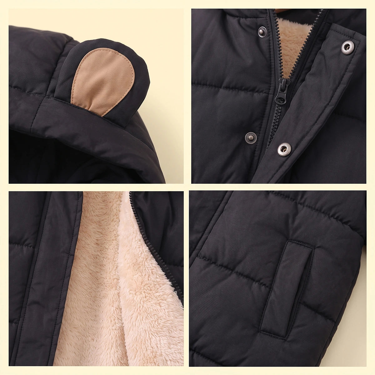 Boys Black Fleece-Lined Hooded Puffer Jacket Coats & Jackets